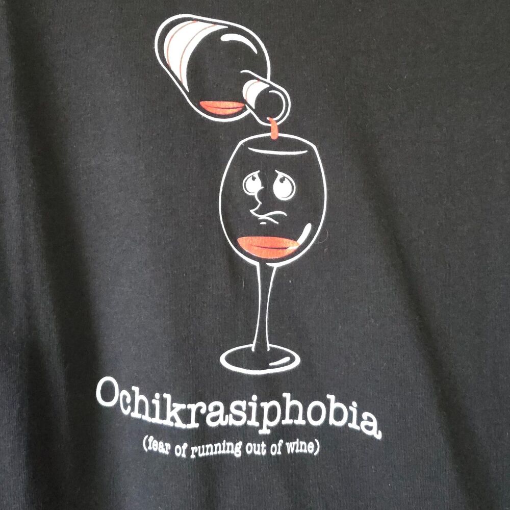 Fear of Running Out of Wine T-shirt by The Phobia Shop - Size Women's L